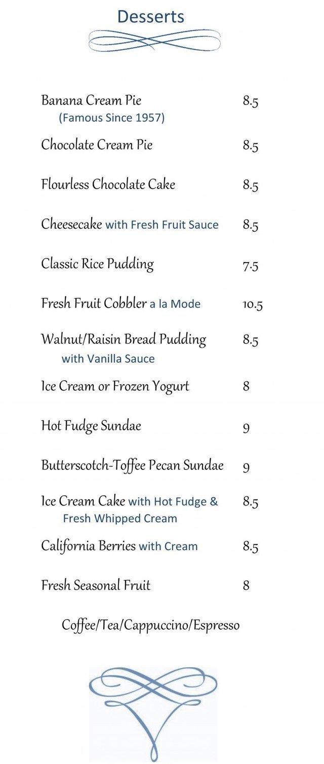 Dessert Menu